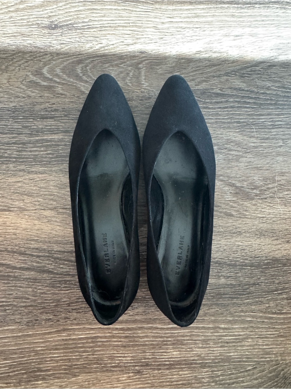 Everlane Black Suede Pointed-Toe Heels